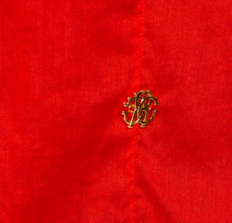 Roberto Cavalli Red Cotton Eyelet Lace Detail Blouse M Rojo en venta
