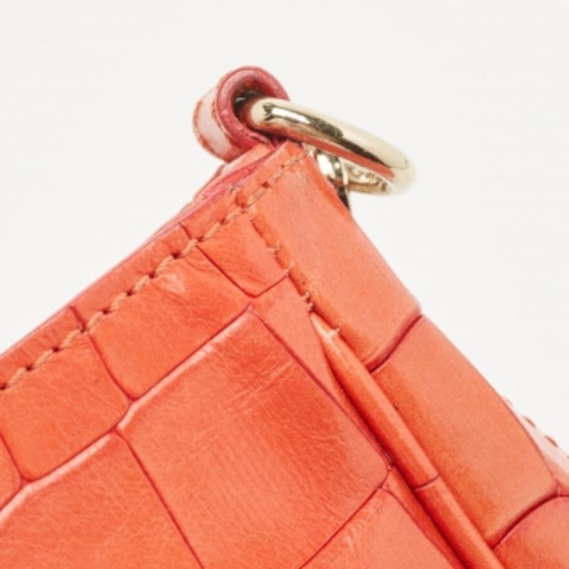 Roberto Cavalli Red Crocodile Embossed Leather Serpenti Flap Chain Bag 3