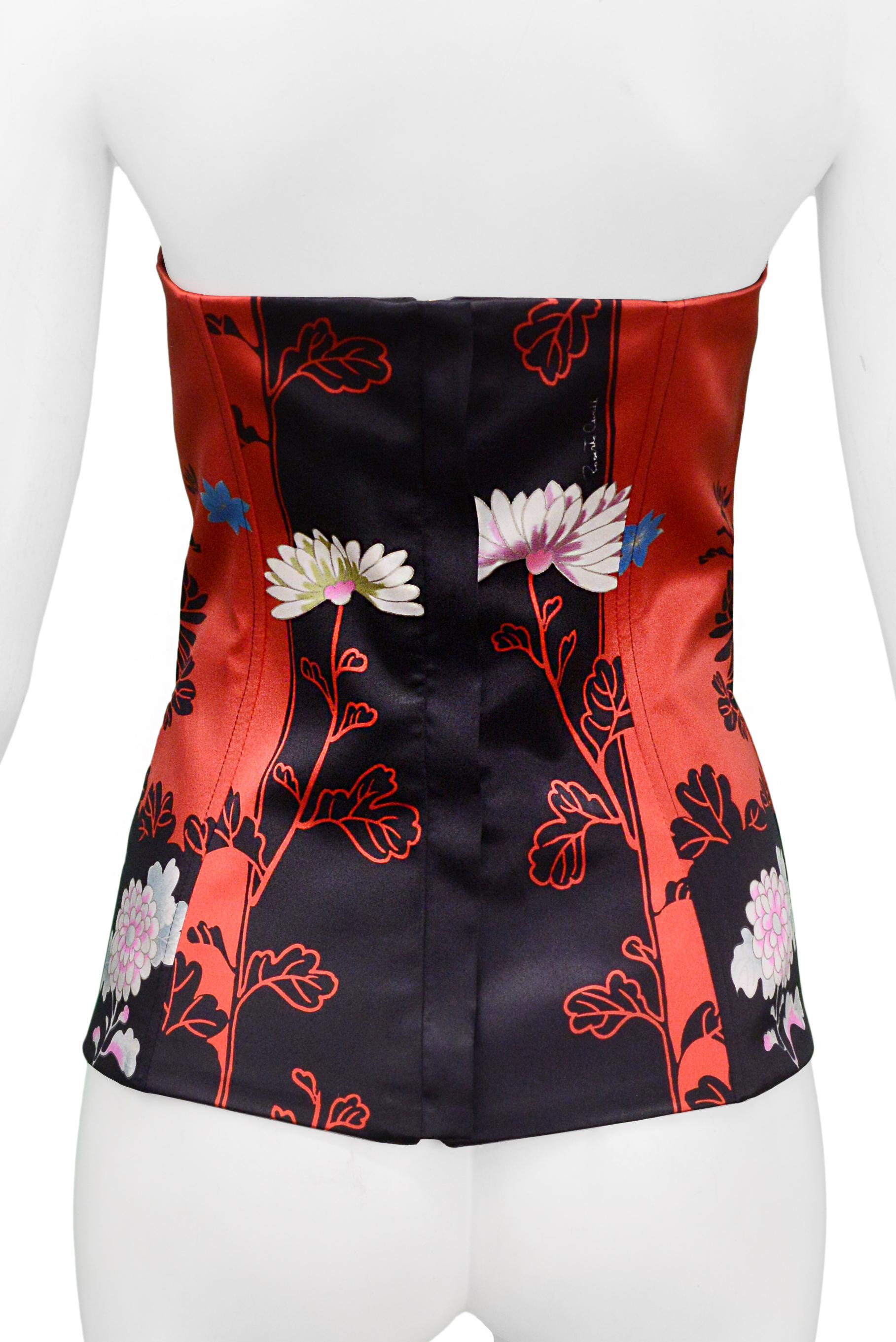 red floral corset top