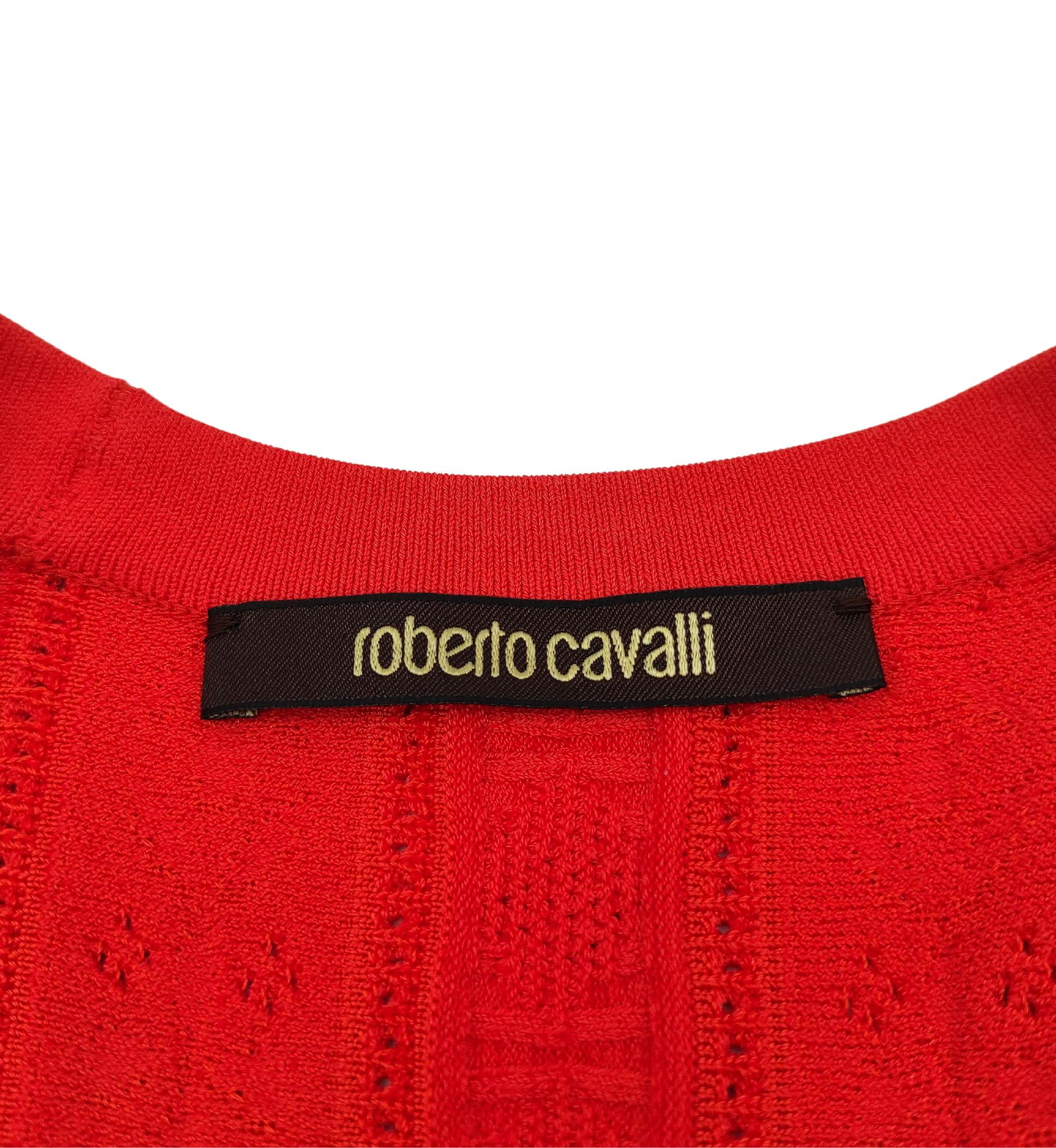 Roberto Cavalli red knit midi dress For Sale 5