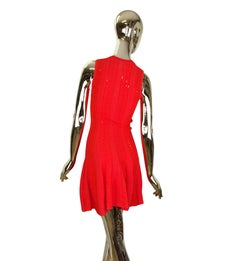 Roberto Cavalli red knit midi dress
