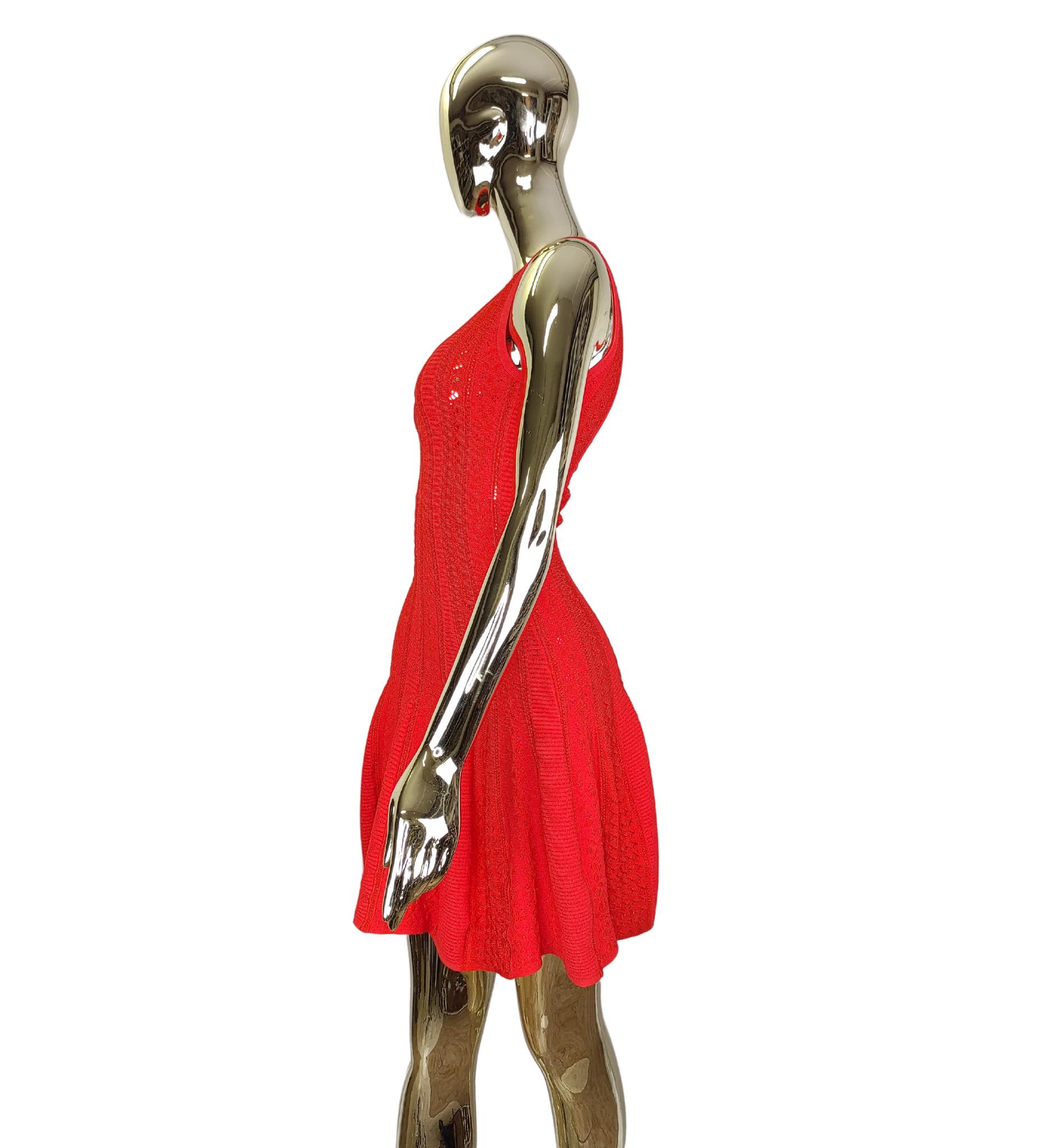 Roberto Cavalli red knit midi dress In Good Condition For Sale In Milano, IT