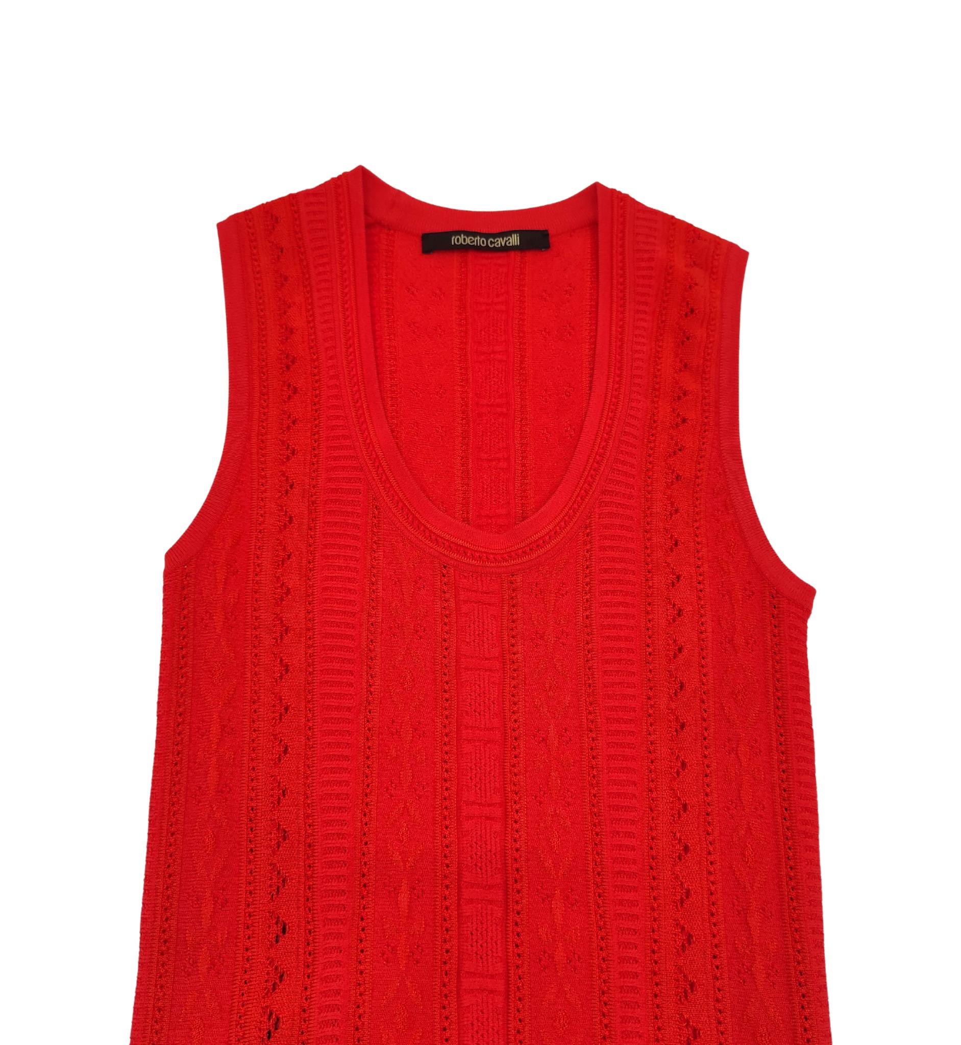 Women's Roberto Cavalli red knit midi dress For Sale