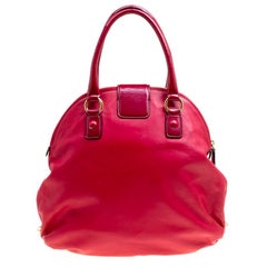Roberto Cavalli Red Leather Dome Satchel