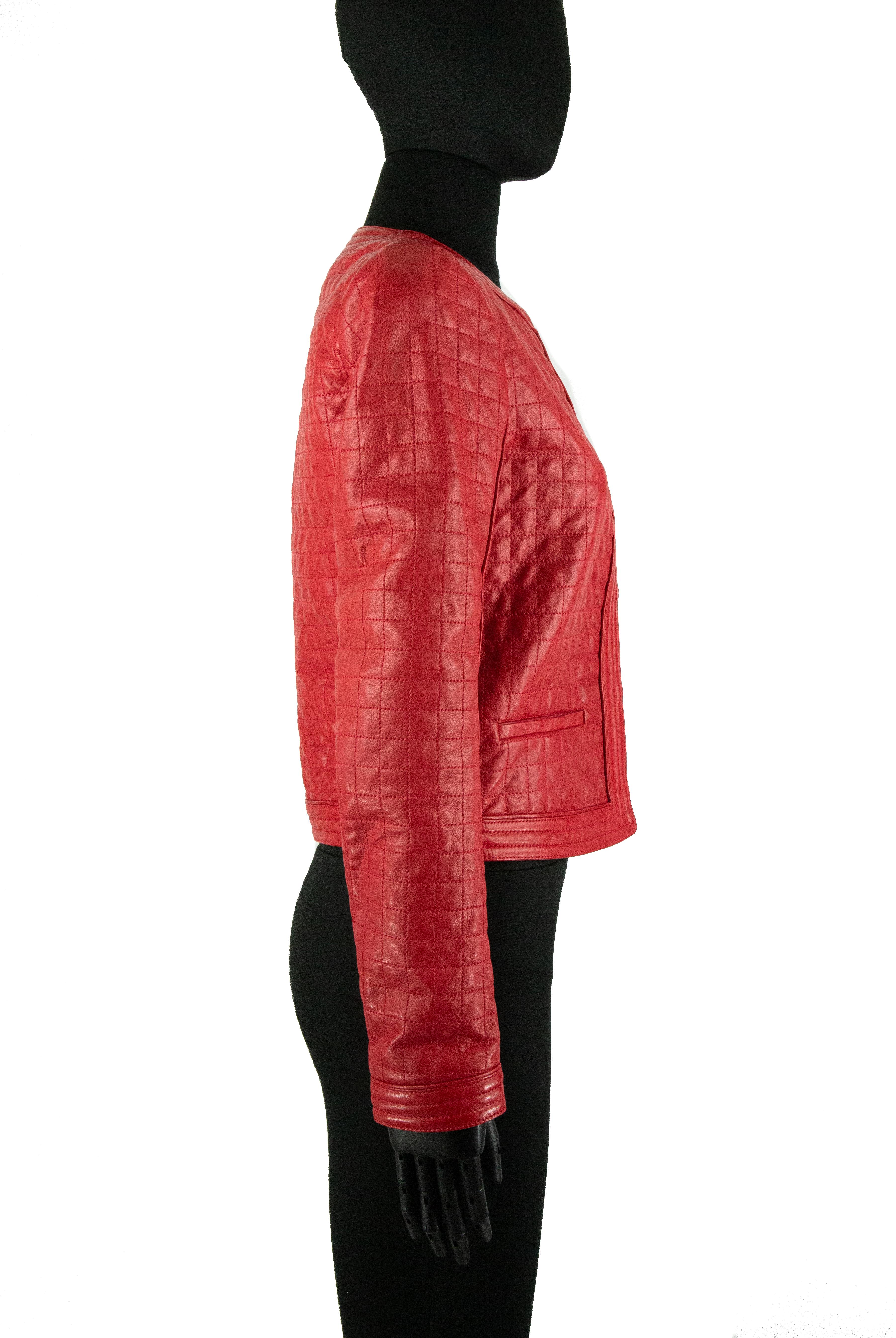 Roberto Cavalli Red Leather Jacket In Good Condition In London, GB