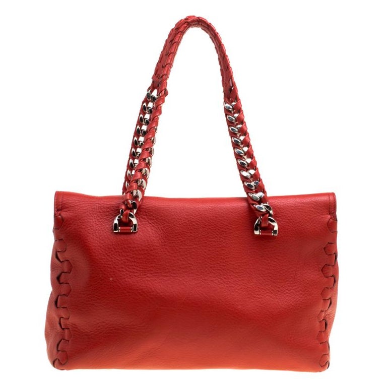 Roberto Cavalli Red Leather Small Regina Satchel For Sale at 1stDibs