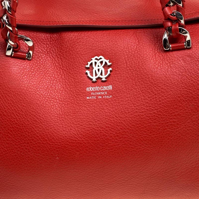 Roberto Cavalli Red Leather Small Regina Satchel For Sale at 1stDibs