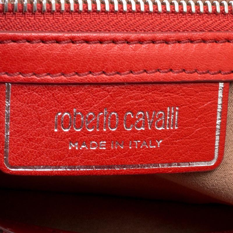 Roberto Cavalli Red Leather Small Regina Satchel 4