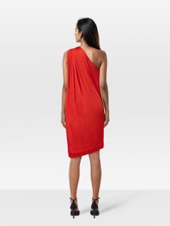 Roberto Cavalli Red One Shoulder Drape Dress Size L