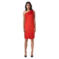 Roberto Cavalli Red One Shoulder Drape Dress Size L