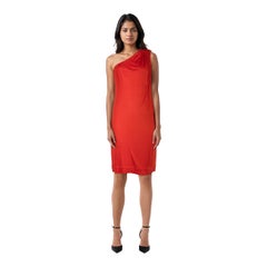 Roberto Cavalli Red One Shoulder Drape Dress Size L