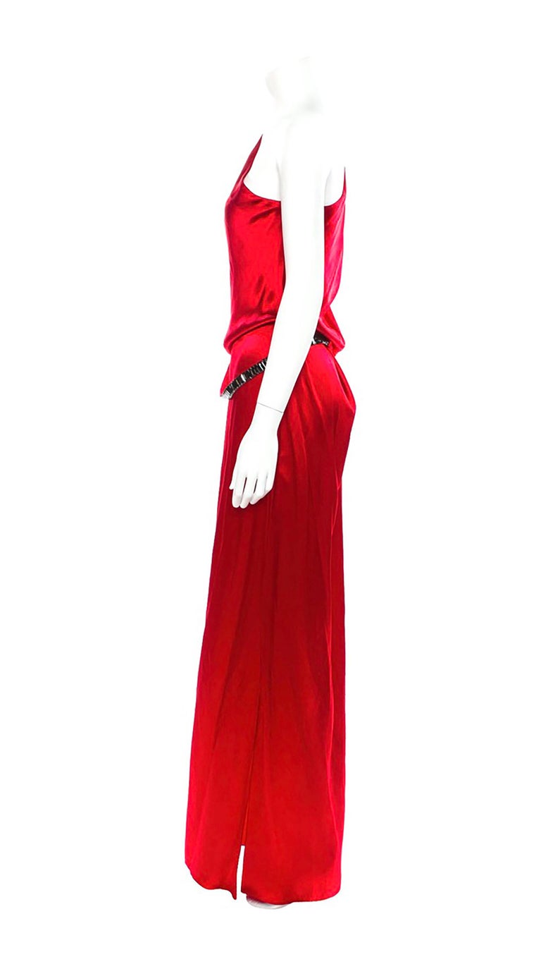 Roberto Cavalli Red One Shoulder Evening Gown For Sale at 1stDibs