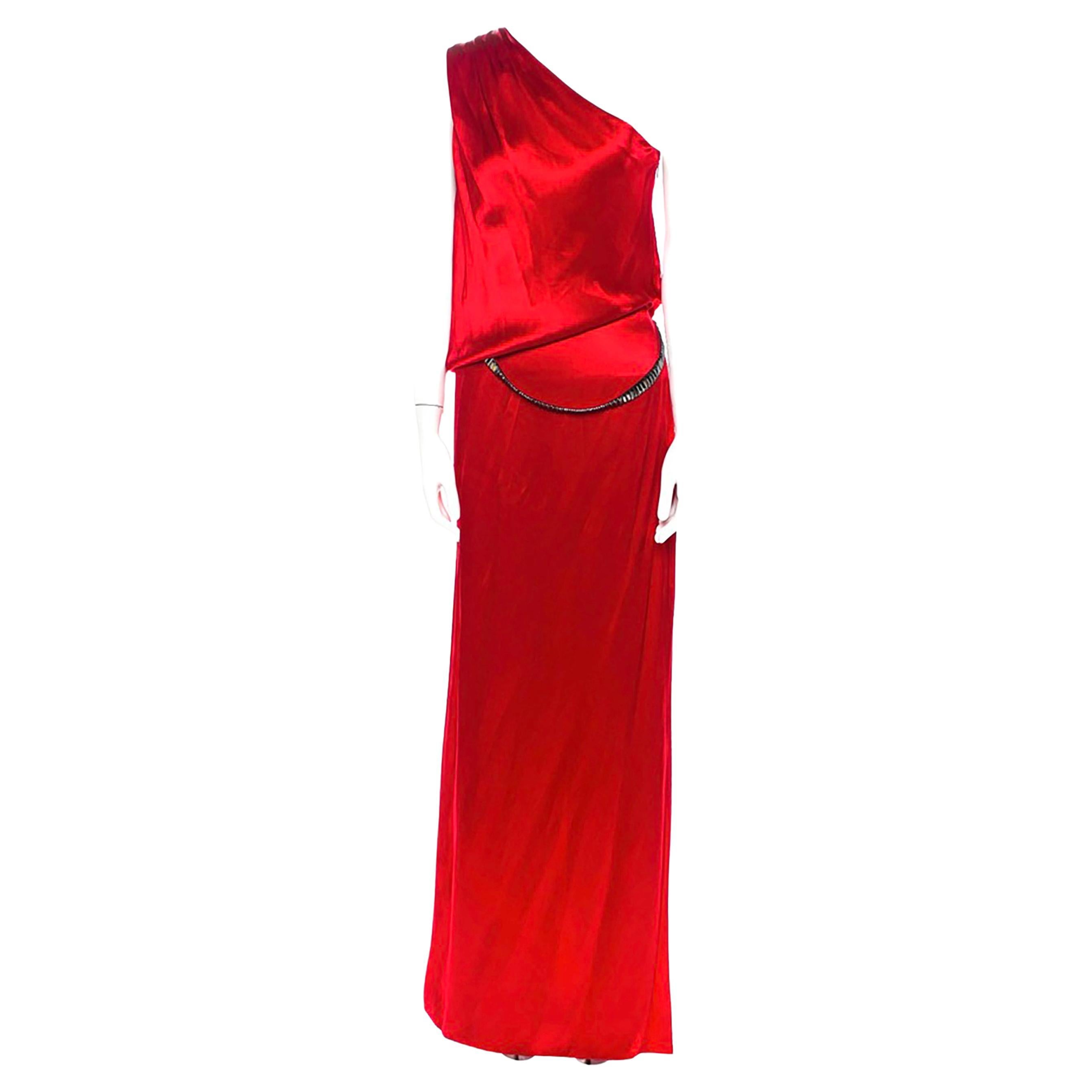 Roberto Cavalli Red One Shoulder Evening Gown