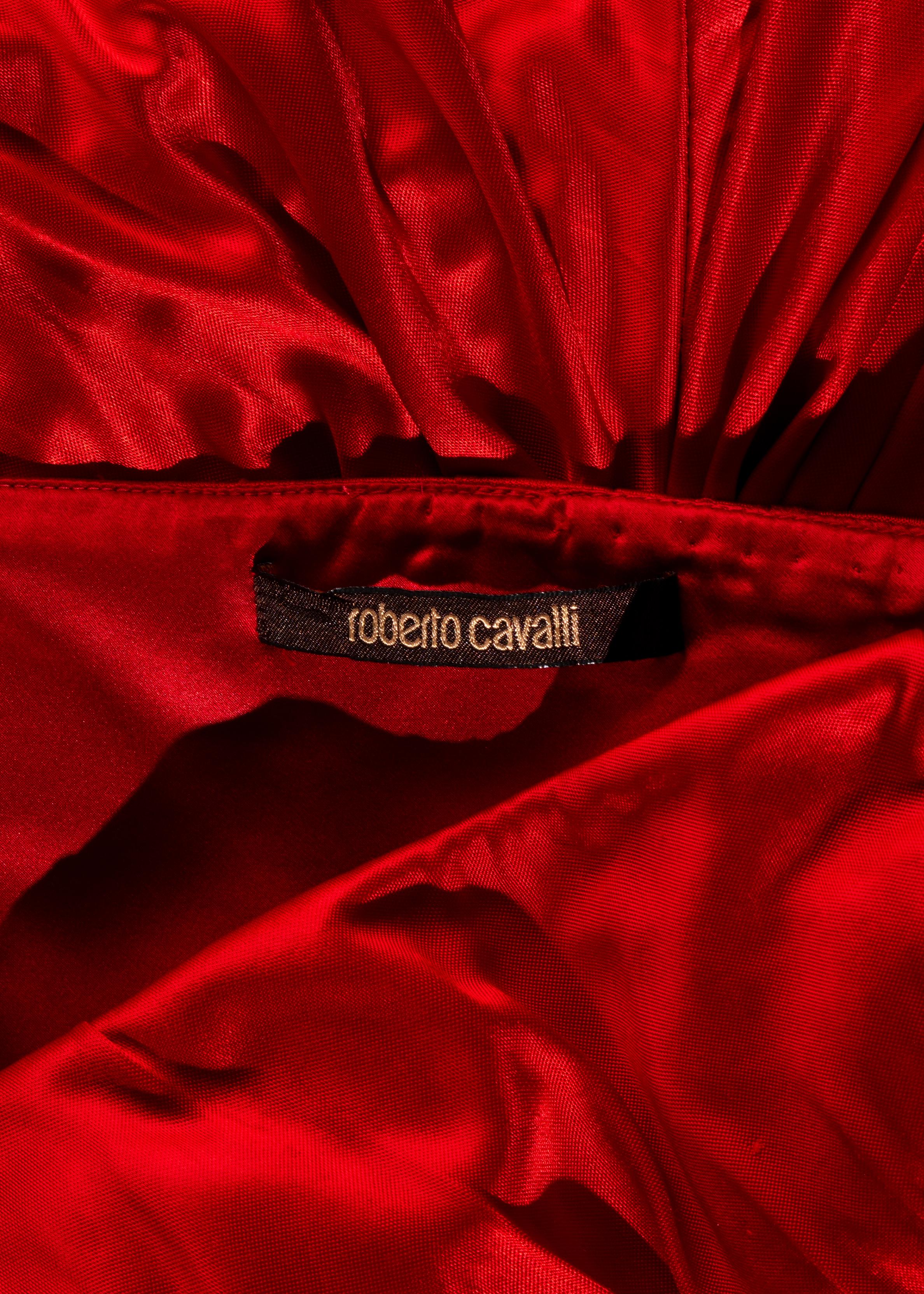 Women's Roberto Cavalli red pleated viscose evening mini dress, c. 2000s