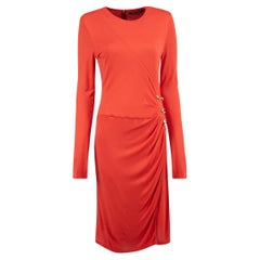 Used Roberto Cavalli Red Ruched Midi Dress Size XL
