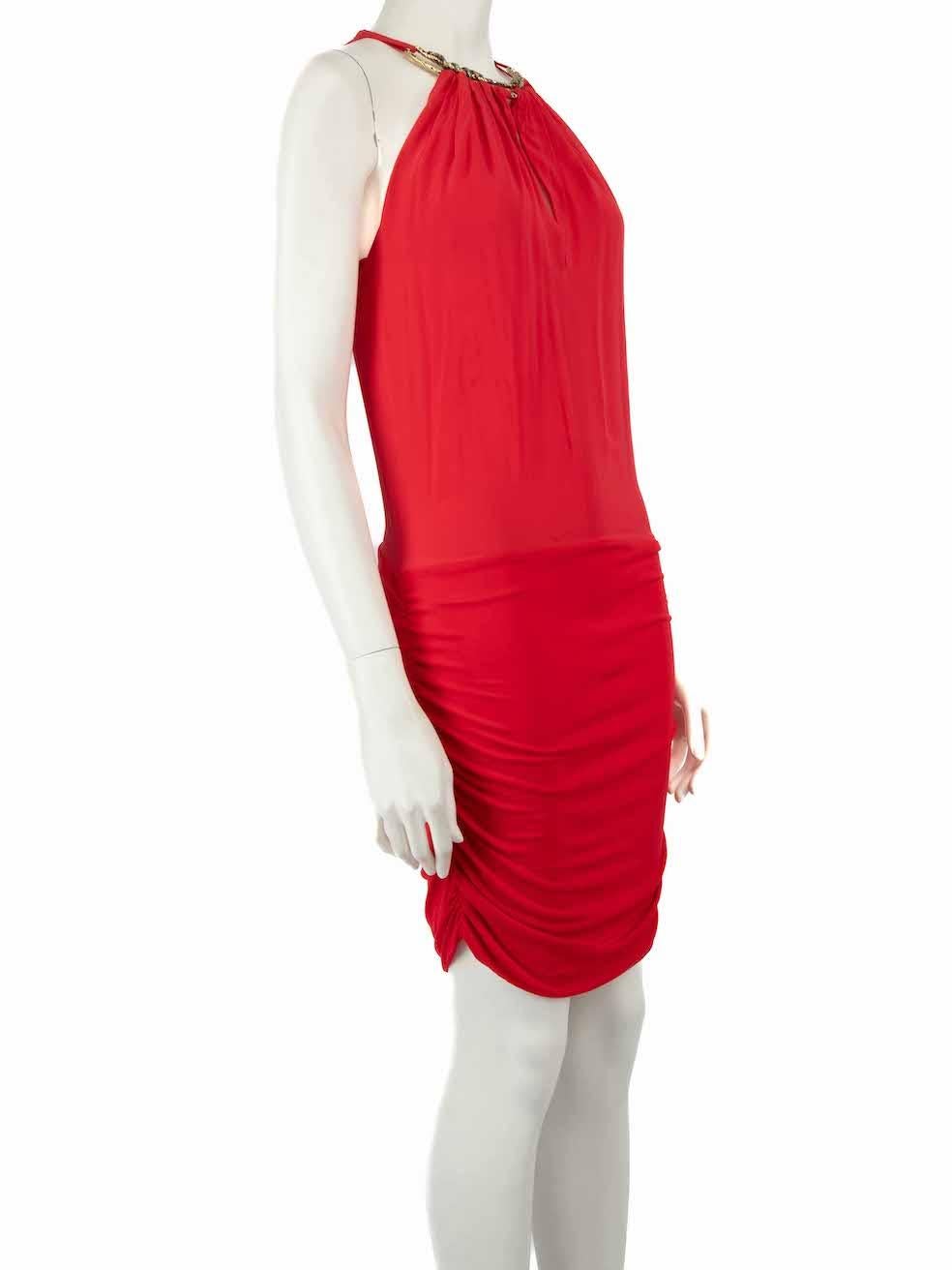 CONDITION is Good. General wear to dress is evident. Moderate signs of wear to the front and back with discoloured marks and plucks to the weave on this used Roberto Cavalli designer resale item.
 
 
 
 Details
 
 
 Red
 
 Viscose
 
 Dress
 
