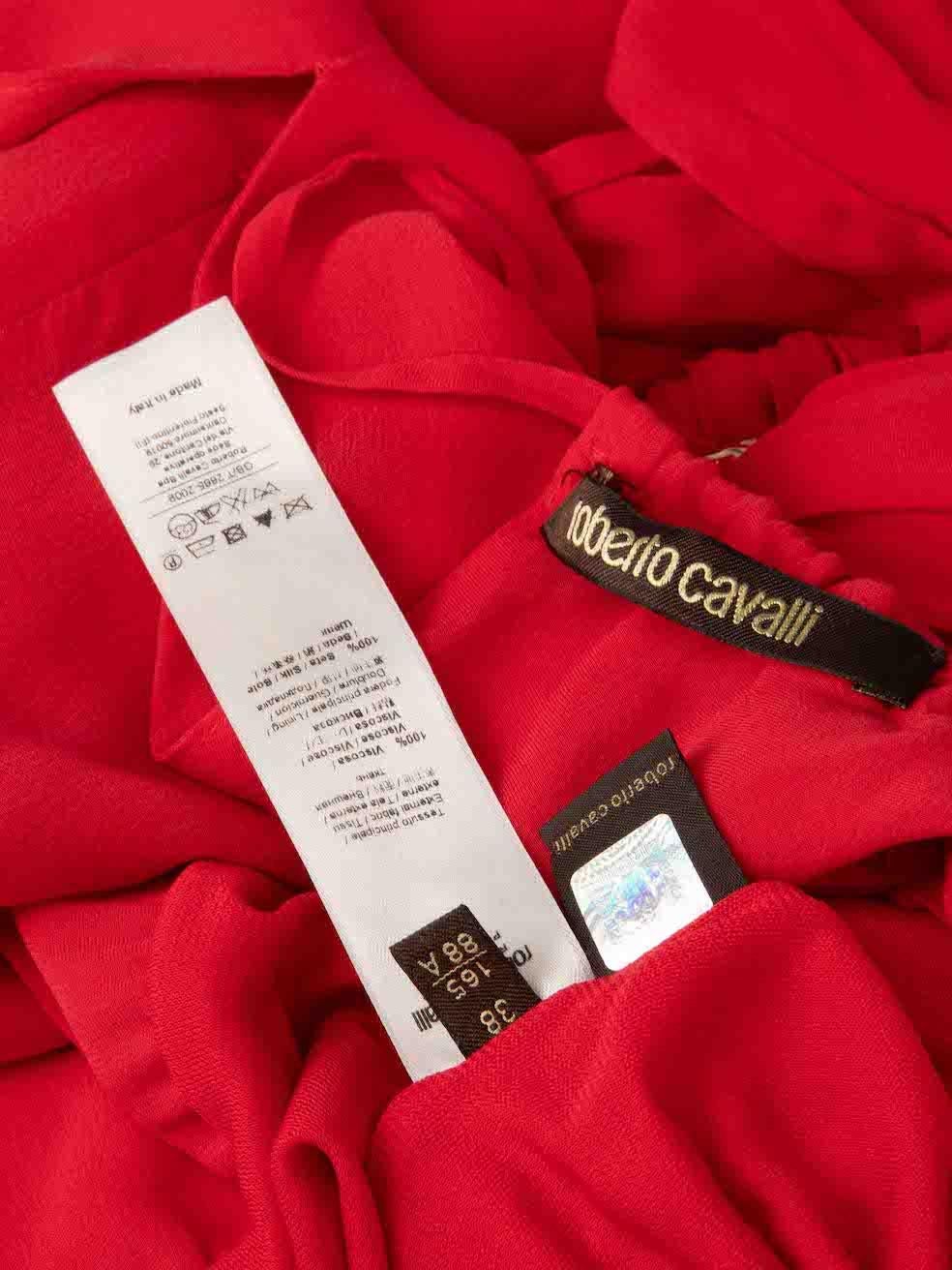 Roberto Cavalli - Robe rouge froncée avec détail serpent, taille XS en vente 3