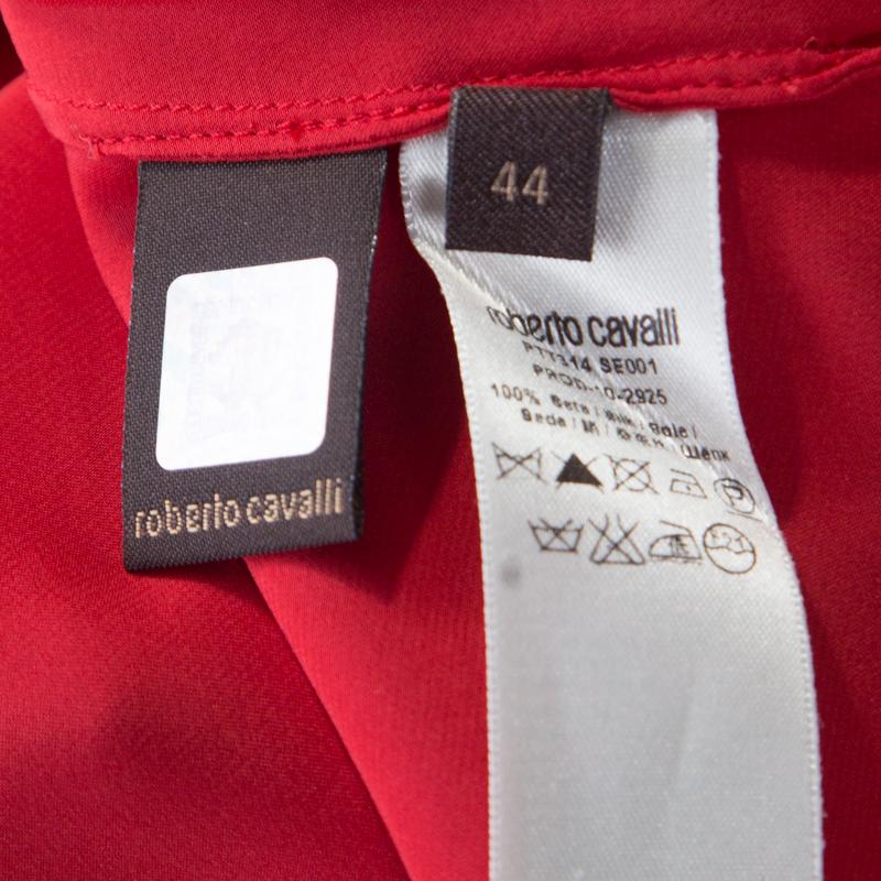 Roberto Cavalli Red Satin Silk Maxi Skirt M In Excellent Condition In Dubai, Al Qouz 2