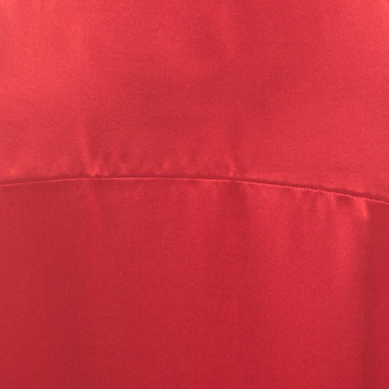 Roberto Cavalli Red Satin Silk Maxi Skirt M 1
