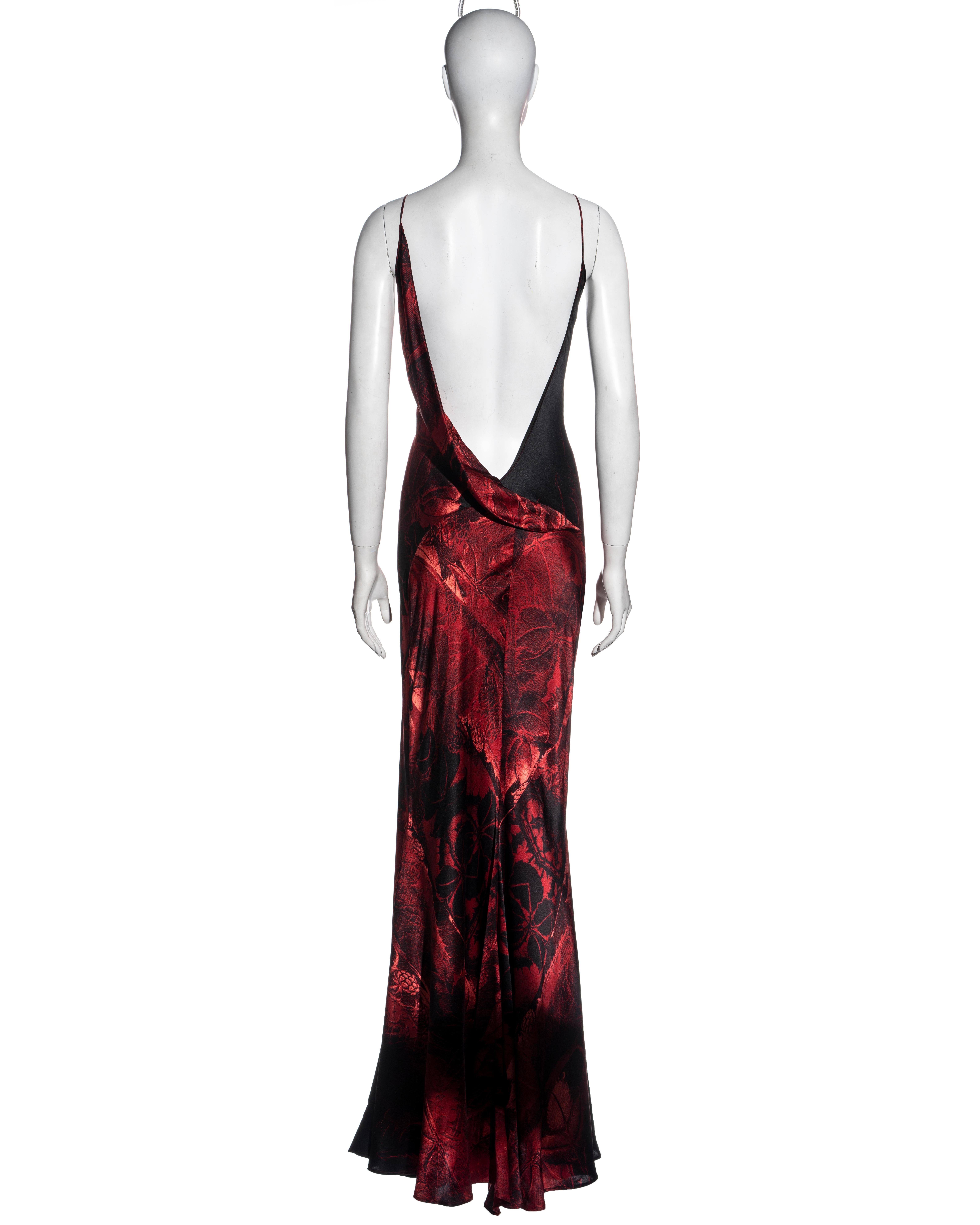 Roberto Cavalli red silk bias-cut floor-length evening dress, fw 2000 In Good Condition In London, GB