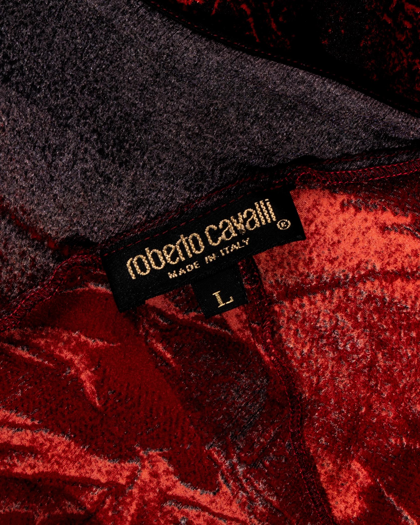 Women's Roberto Cavalli red silk bias-cut floor-length evening dress, fw 2000