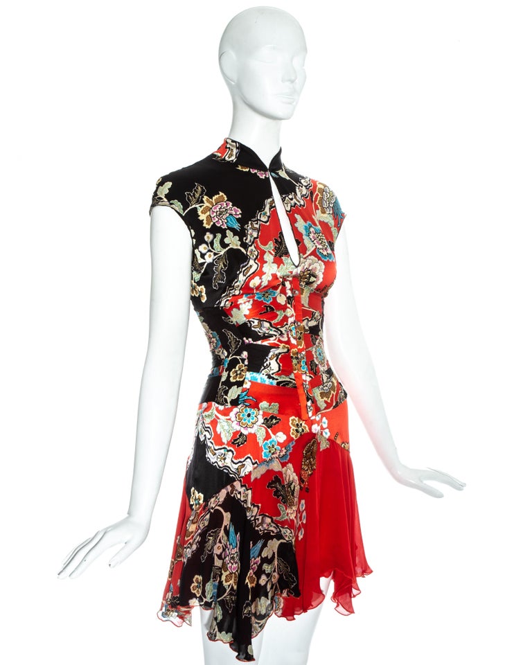 Roberto Cavalli red silk Cheongsam style mini dress and corset, ss 2003 ...