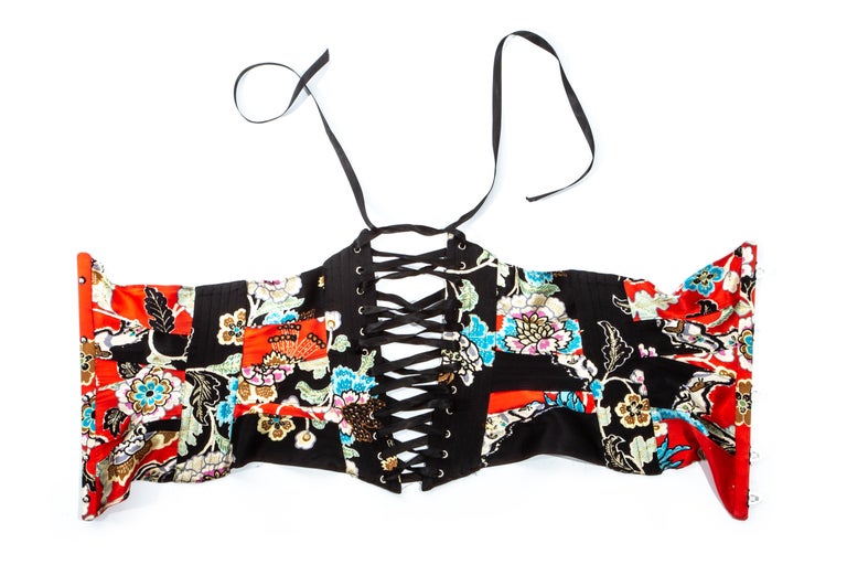 chinese dress ladies Amazing Spring 2003 Roberto Cavalli Printed Silk Lace Up Corset with M –  Shrimpton Couture