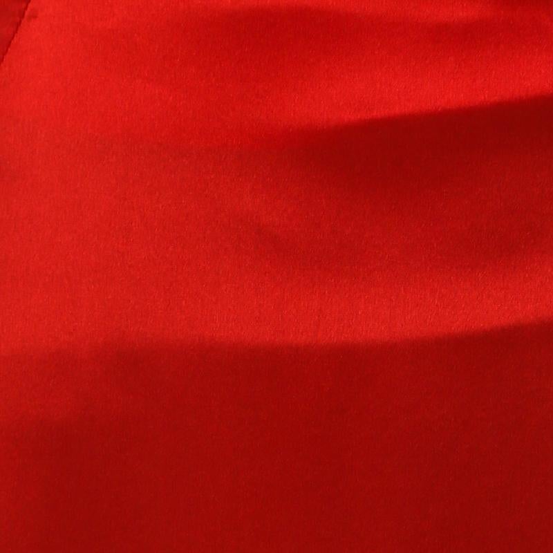 Women's Roberto Cavalli Red Silk Satin Flared Maxi Skirt S