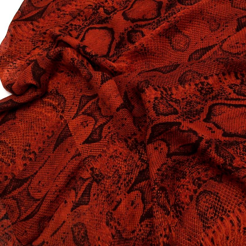 Roberto Cavalli Red Silk Snake Print Peasant Blouse For Sale 5