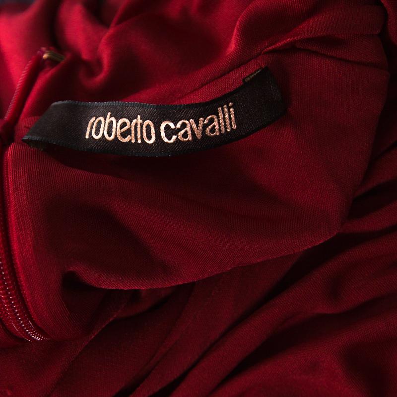 Roberto Cavalli Red Stretch Jersey Long Sleeve Maxi Dress S 1