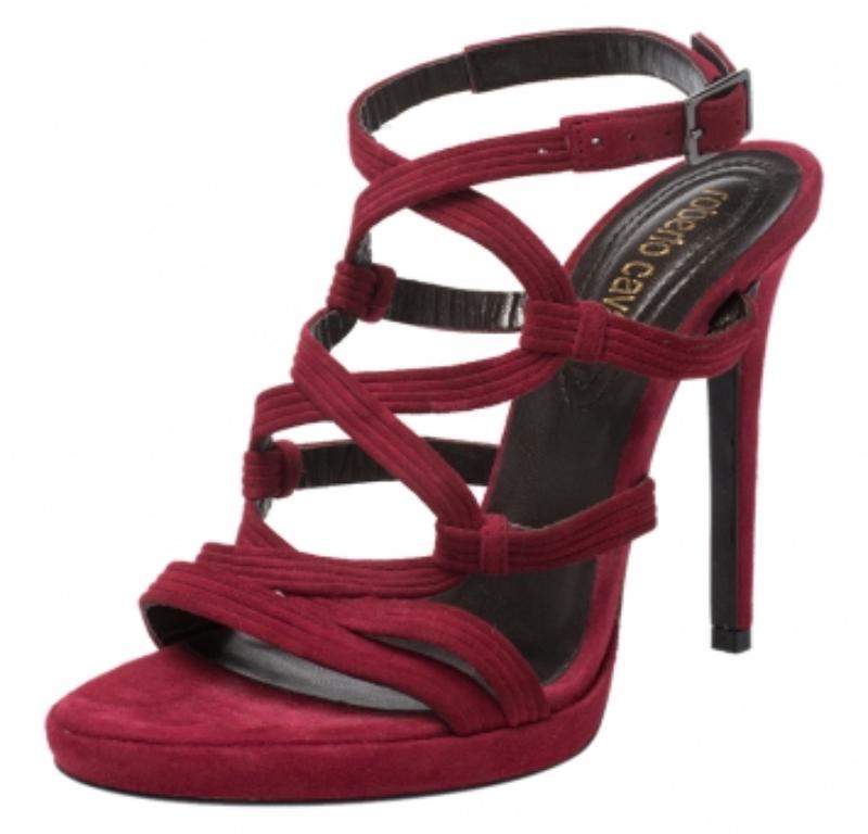 Roberto Cavalli Riemchensandalen aus rotem Wildleder Größe 37 Damen im Angebot