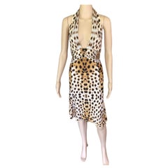 Roberto Cavalli Resort 2008 Plunging Neckline Open Back Animal Print Dress