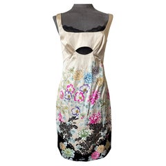 Robe en soie à motifs floraux Roberto Cavalli Collection Resort 2009 – Fabriquée en Italie