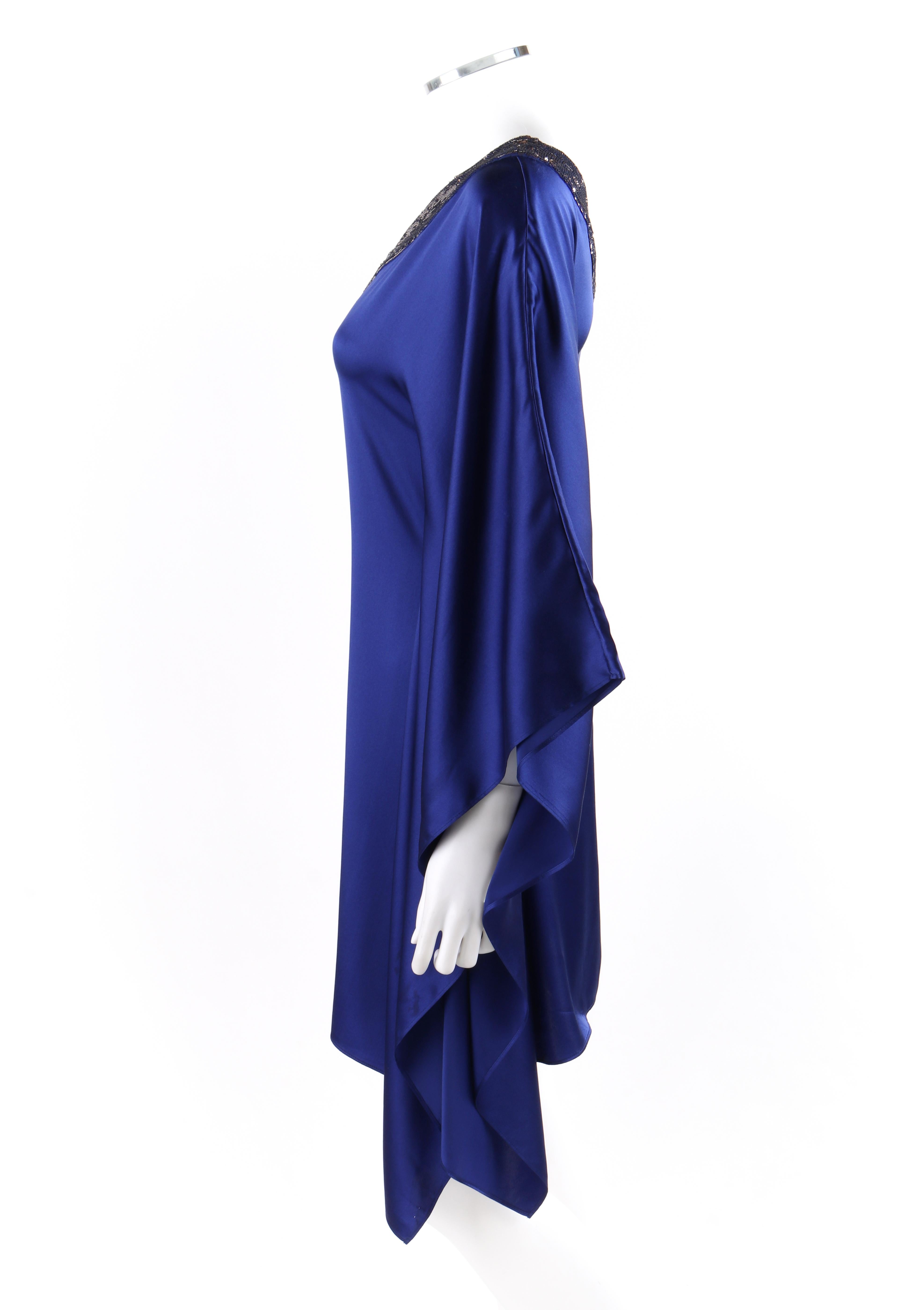 De las mujeres ROBERTO CAVALLI Resort 2010 Mini vestido drapeado de un hombro de lentejuelas plateadas azules