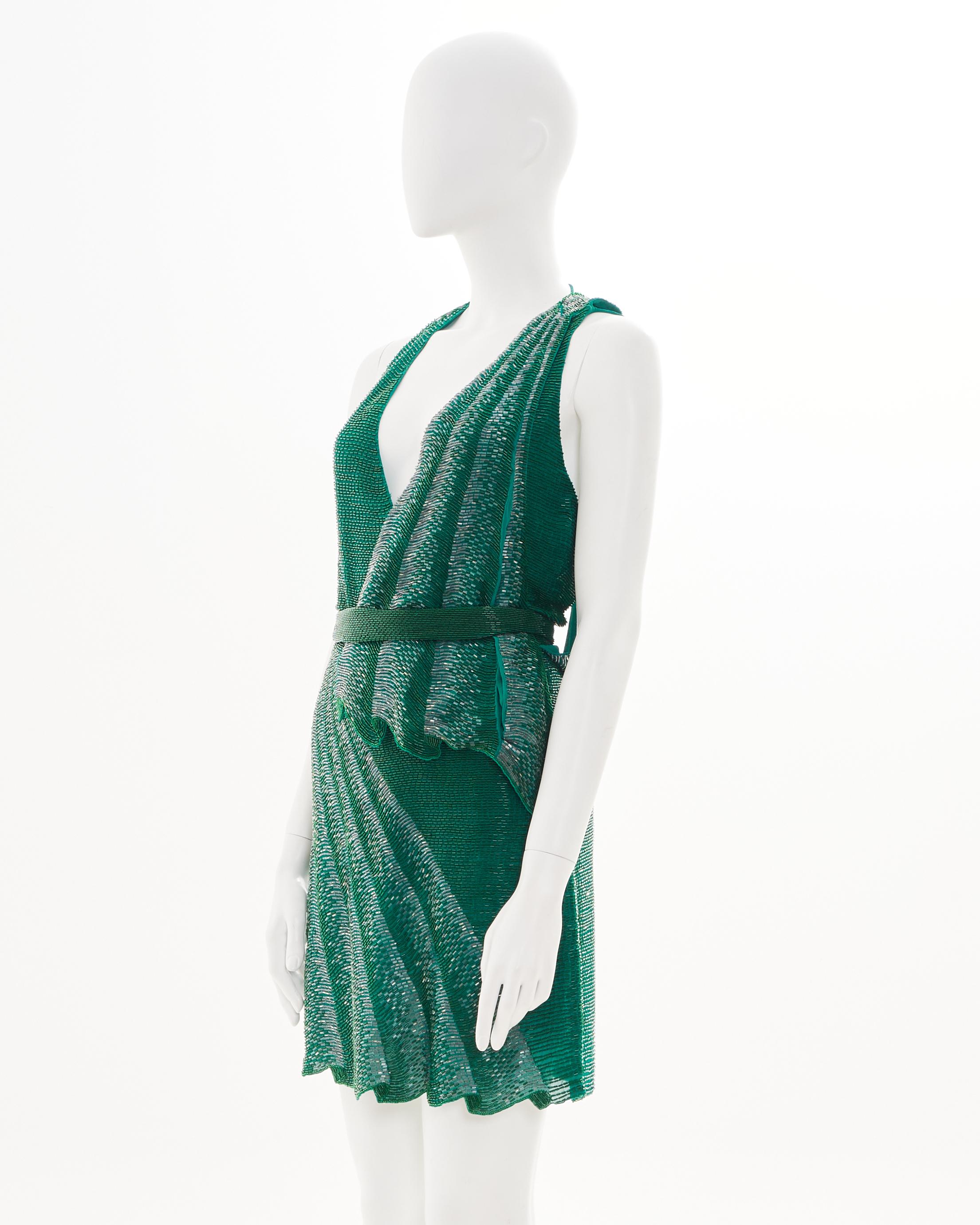 Blue Roberto Cavalli Resort 2011 Green Embellished Cocktail Dress For Sale