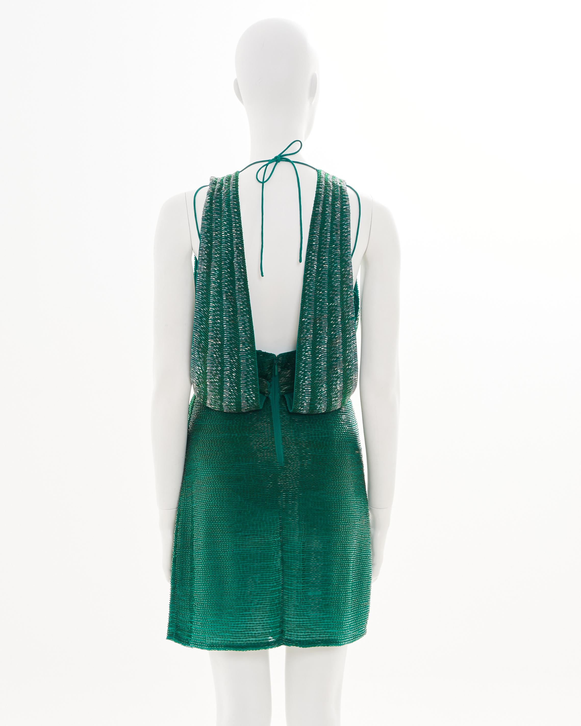 Roberto Cavalli Resort 2011 Green Embellished Cocktail Dress In Excellent Condition For Sale In Milano, IT