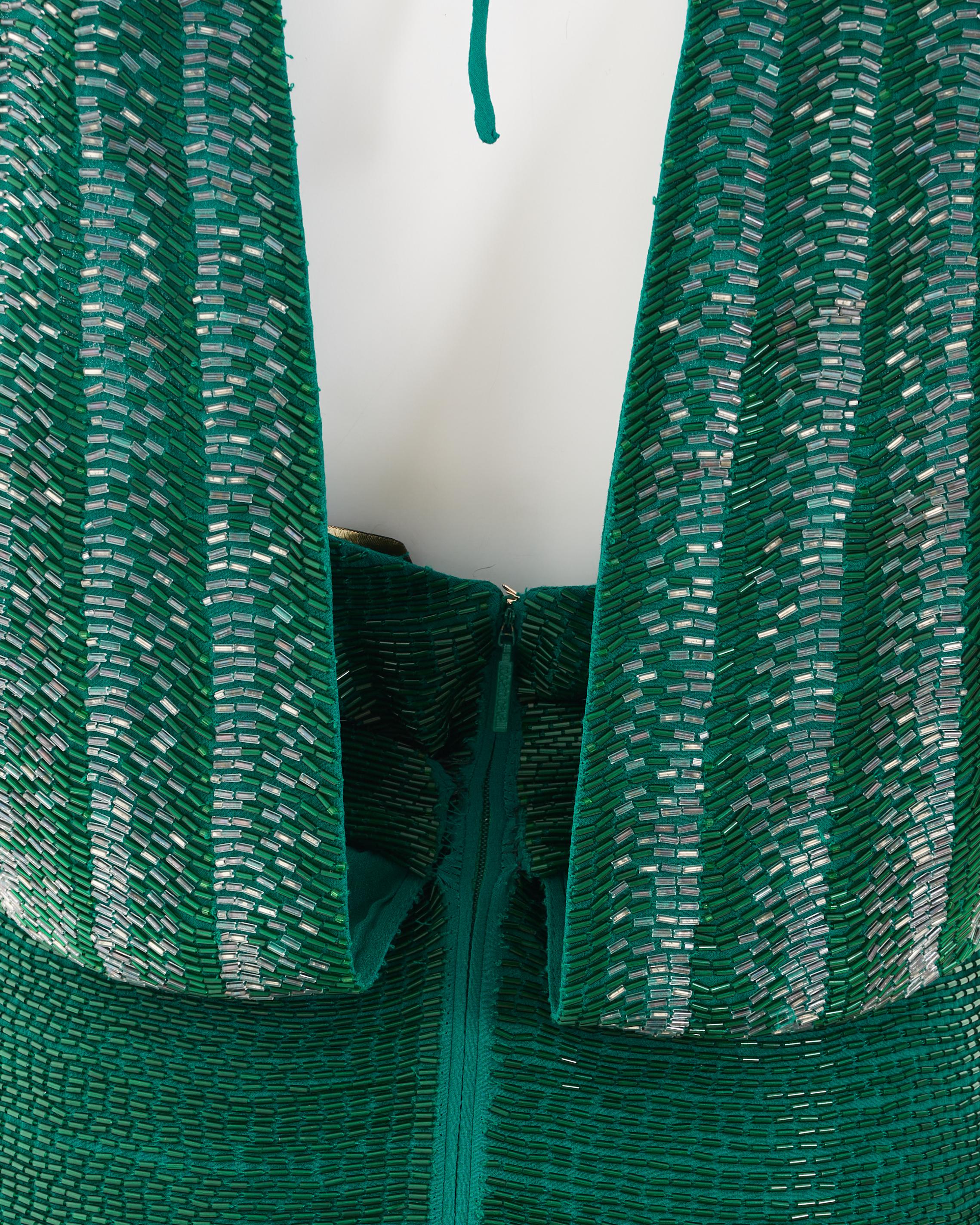 Roberto Cavalli Resort 2011 Green Embellished Cocktail Dress For Sale 2
