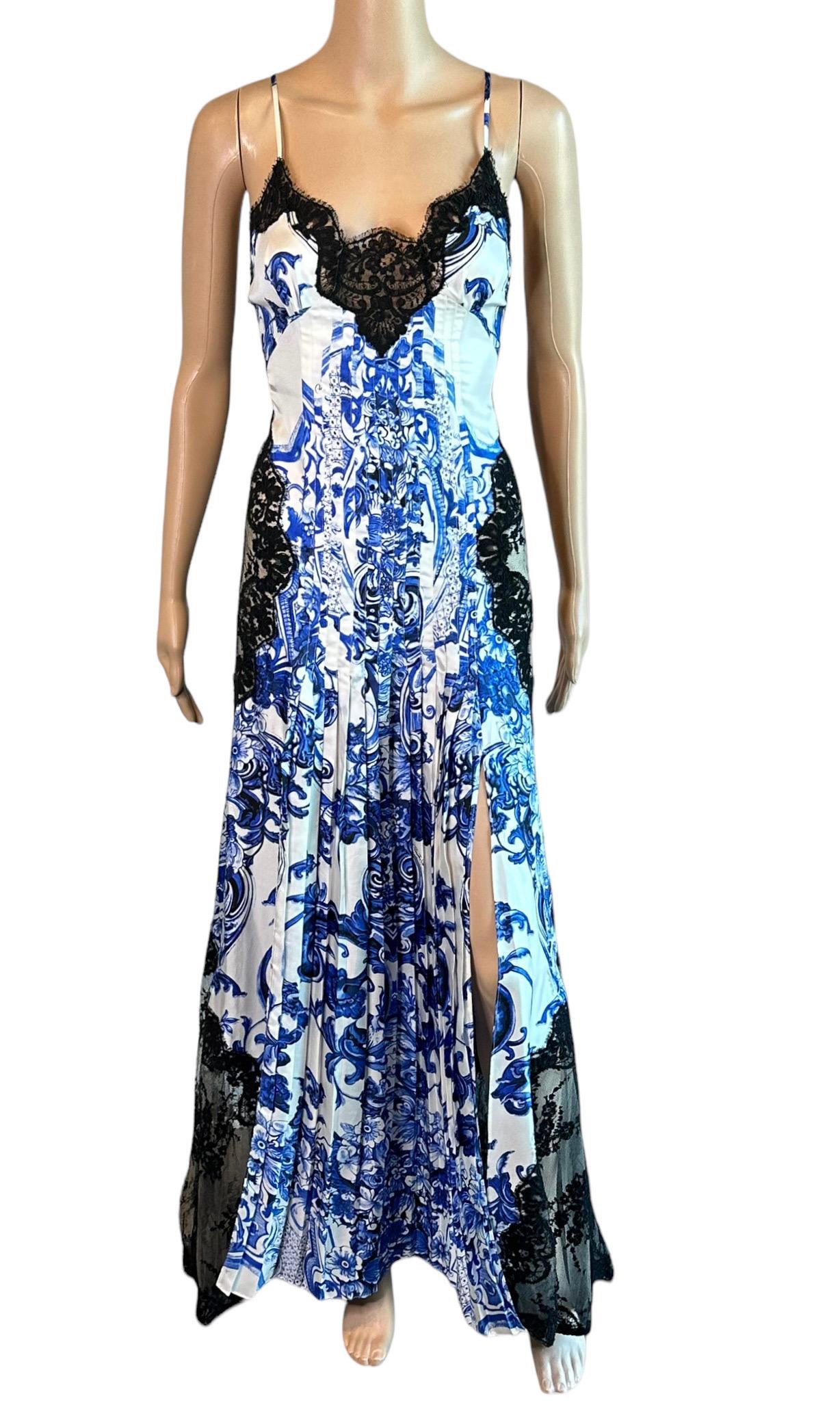 Roberto Cavalli Resort 2013 Chinoiserie Ming Porcelain Sheer Lace Evening Dress For Sale 5