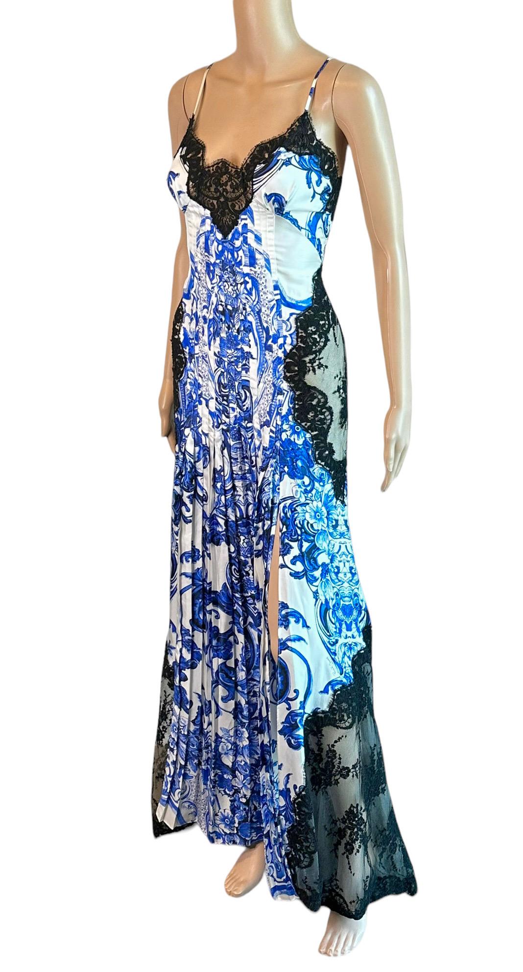 Roberto Cavalli Resort 2013 Chinoiserie Ming Porcelain Sheer Lace Evening Dress For Sale 7