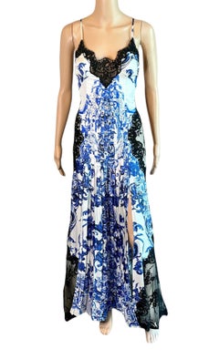 Roberto Cavalli Resort 2013 Chinoiserie Ming Porcelain Sheer Lace Evening Dress