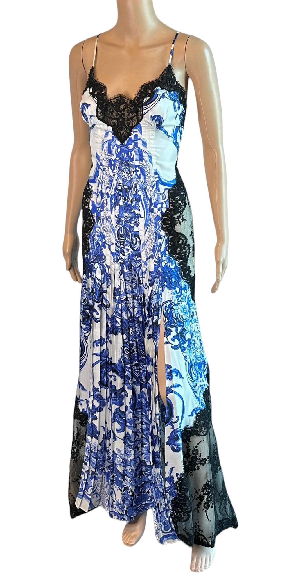 Roberto Cavalli Resort 2013 Chinoiserie Ming Porcelain Sheer Lace Evening Dress For Sale 1