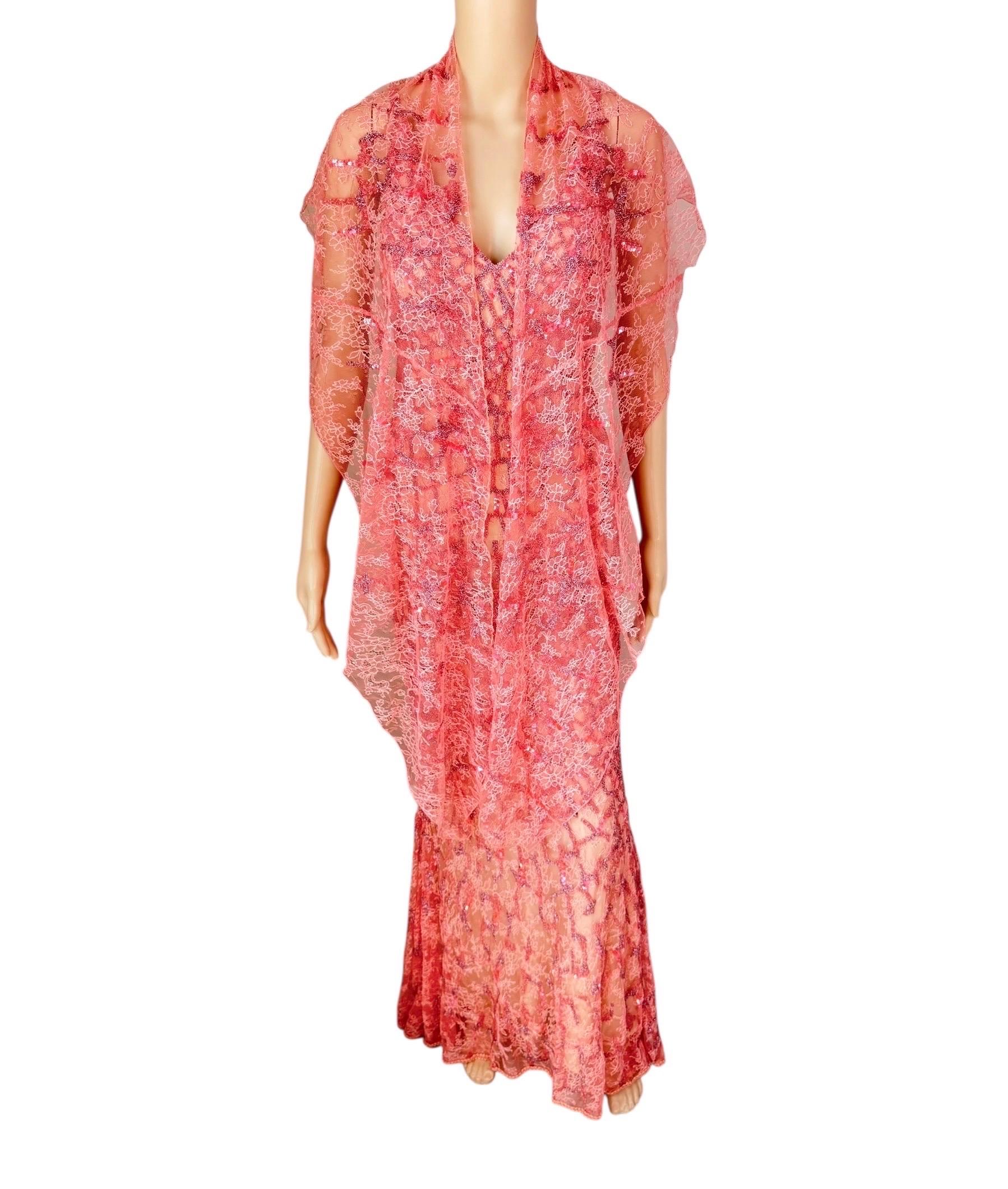 Roberto Cavalli Resort 2014 Embellished Lace Evening Dress and Shawl 2 Piece Set (Ensemble 2 pièces en dentelle ornée) en vente 5