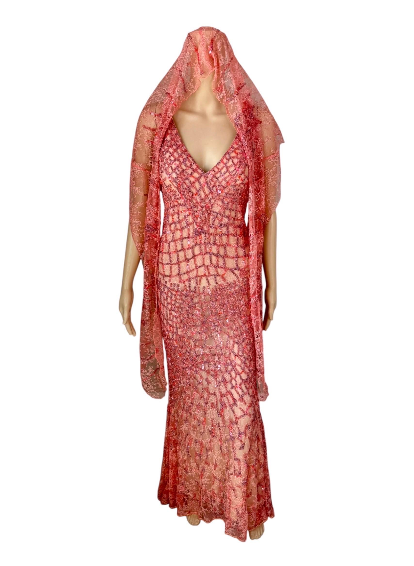 Roberto Cavalli Resort 2014 Embellished Lace Evening Dress and Shawl 2 Piece Set (Ensemble 2 pièces en dentelle ornée) en vente 6