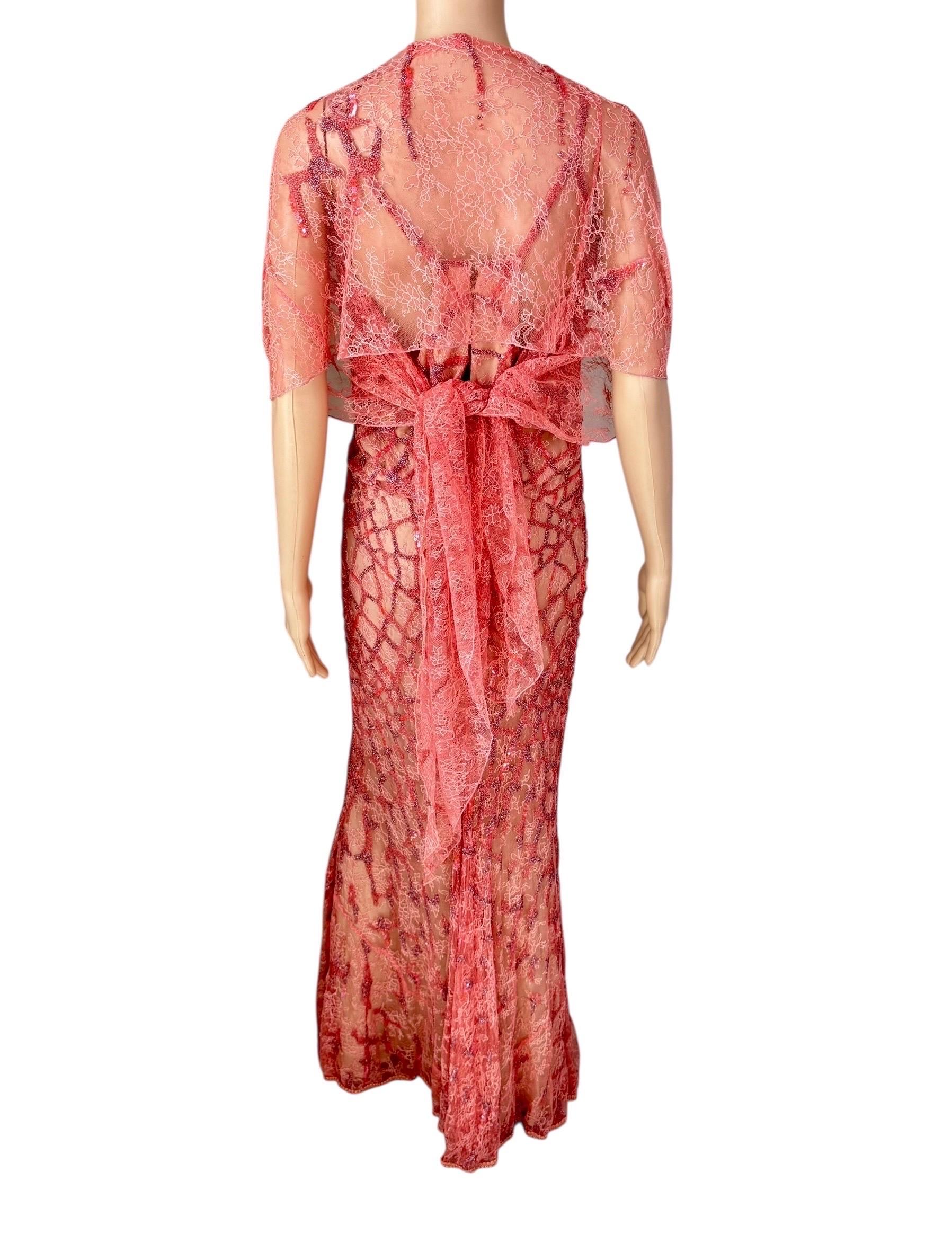 Roberto Cavalli Resort 2014 Embellished Lace Evening Dress and Shawl 2 Piece Set (Ensemble 2 pièces en dentelle ornée) en vente 7