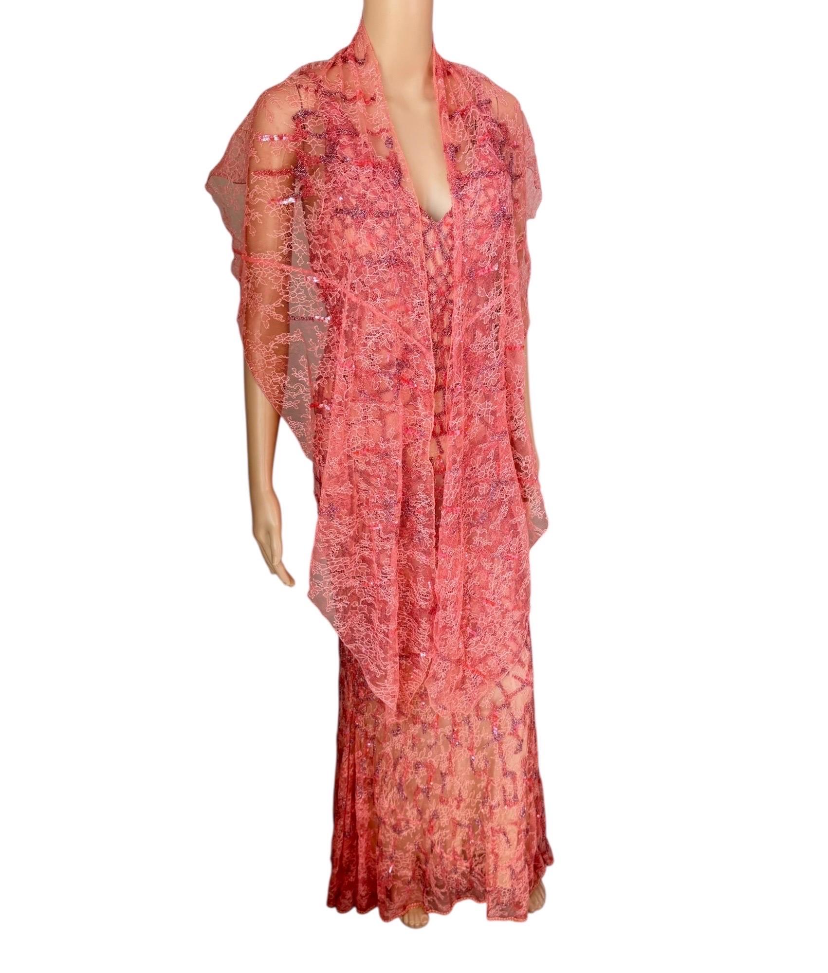 Roberto Cavalli Resort 2014 Embellished Lace Evening Dress and Shawl 2 Piece Set (Ensemble 2 pièces en dentelle ornée) en vente 8