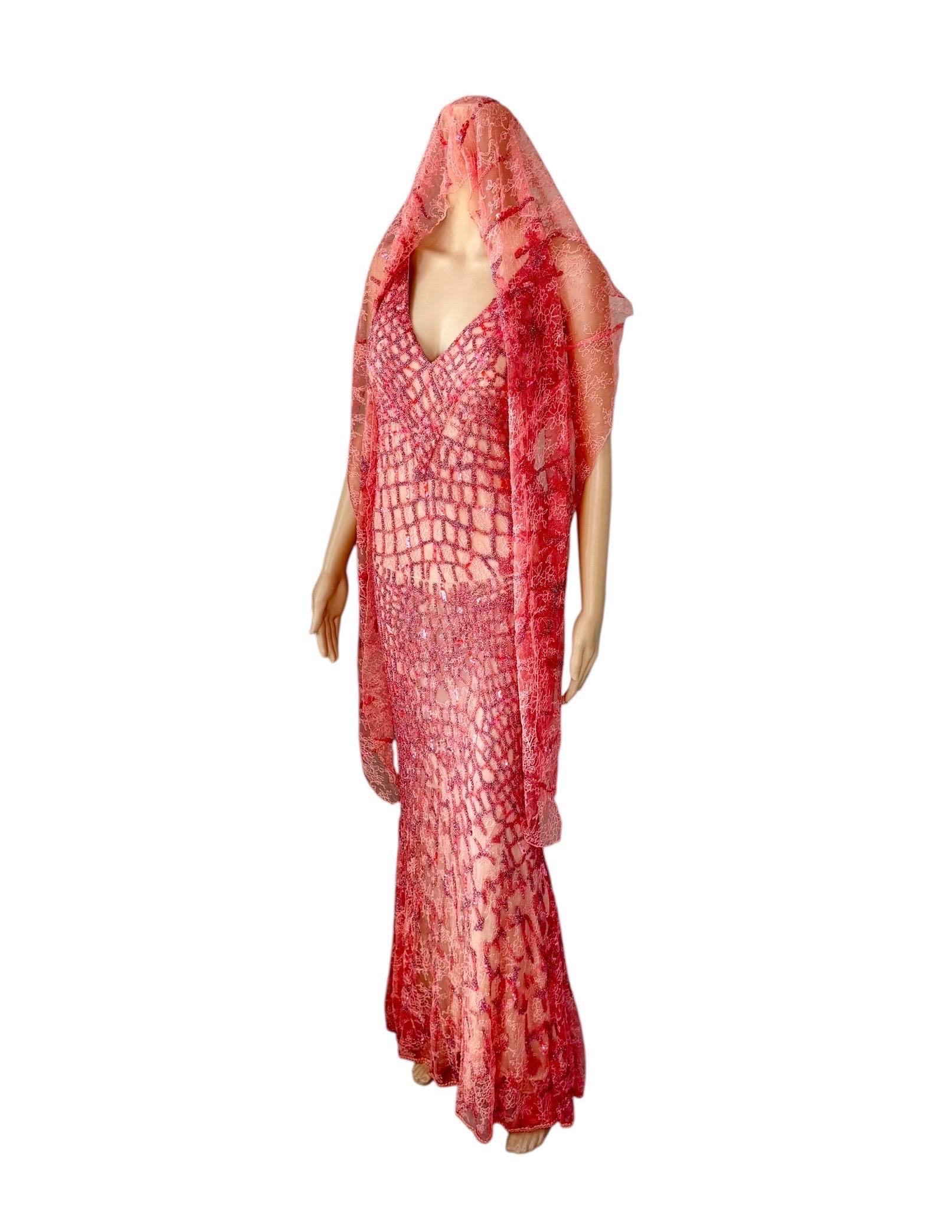 Roberto Cavalli Resort 2014 Embellished Lace Evening Dress and Shawl 2 Piece Set (Ensemble 2 pièces en dentelle ornée) en vente 10