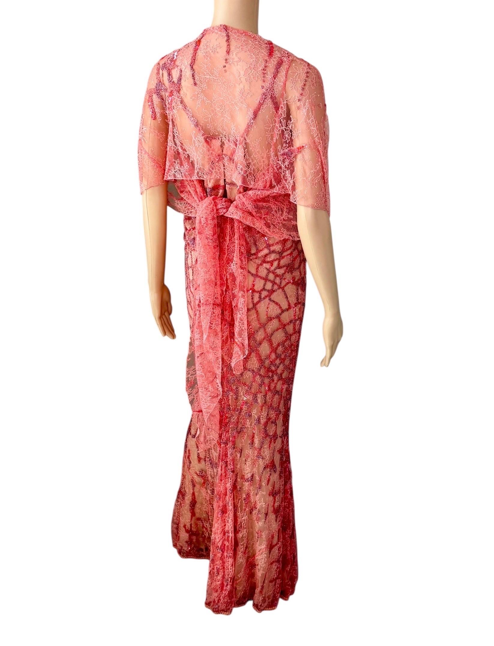 Roberto Cavalli Resort 2014 Embellished Lace Evening Dress and Shawl 2 Piece Set (Ensemble 2 pièces en dentelle ornée) en vente 11
