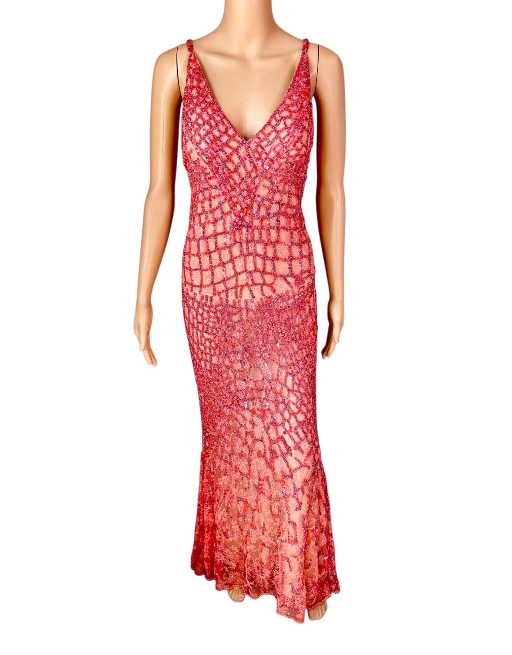 Roberto Cavalli Resort 2014 Embellished Lace Evening Dress and Shawl 2 Piece Set (Ensemble 2 pièces en dentelle ornée) Excellent état - En vente à Naples, FL
