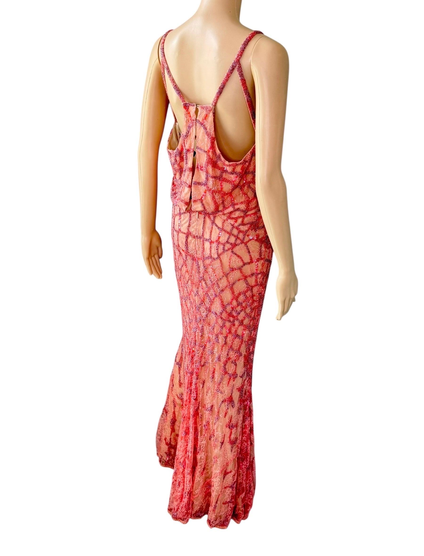 Roberto Cavalli Resort 2014 Embellished Lace Evening Dress and Shawl 2 Piece Set (Ensemble 2 pièces en dentelle ornée) Pour femmes en vente