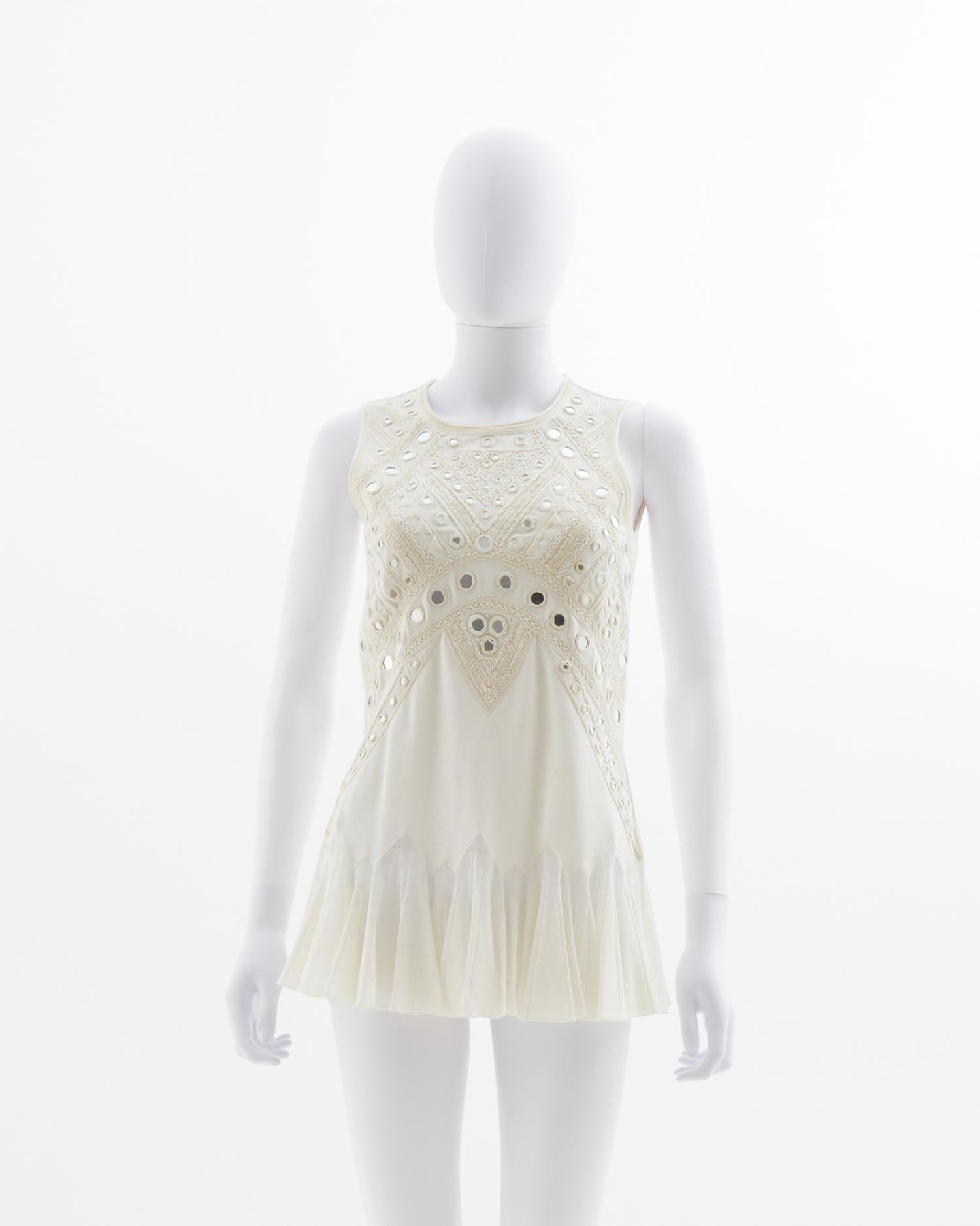 Roberto Cavalli Resort 2014 Off-white Indian-influenced embroidered and mini mi For Sale